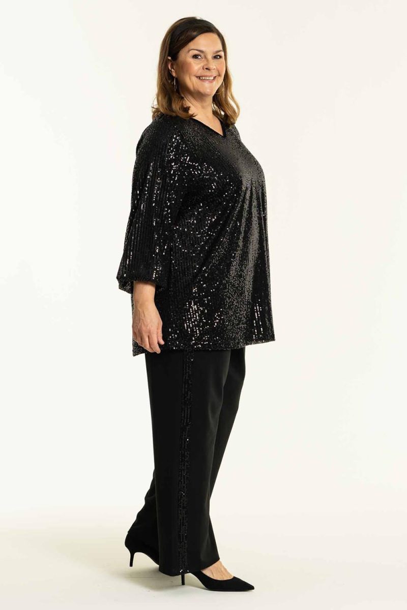 GHADIL Paljettblus i viskos, Black