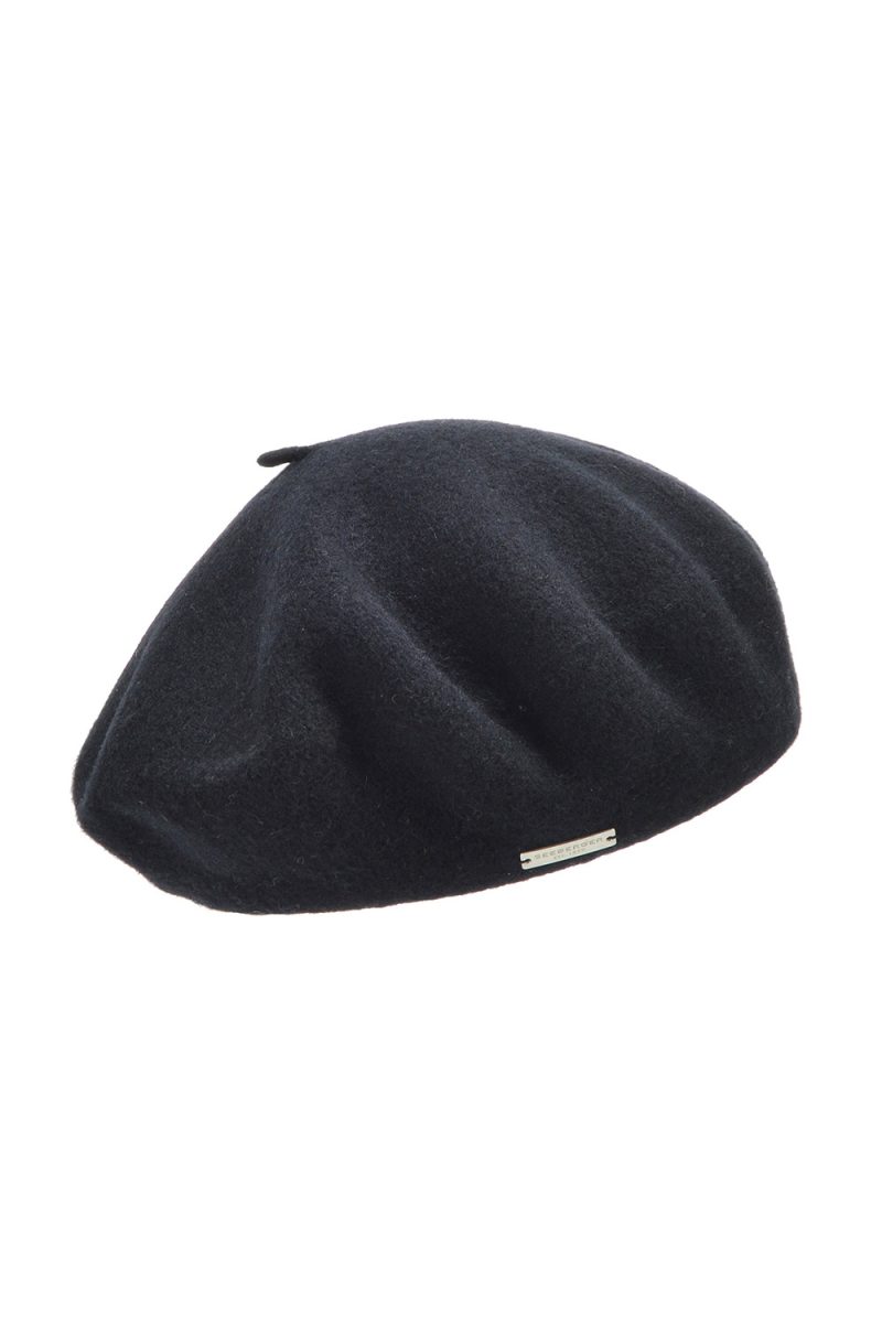 Klassisk basker i kokt ull, Black