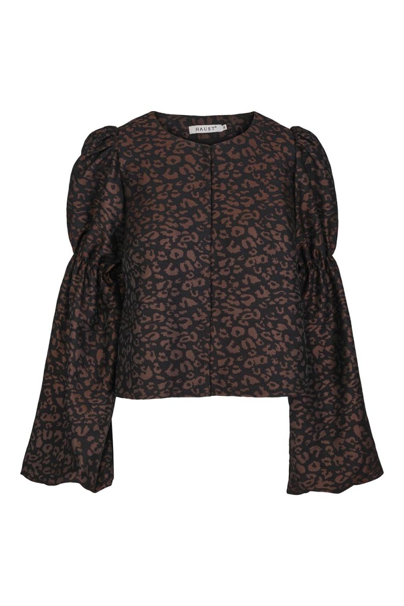Blusjacka i ull/bomull, Animal Brown