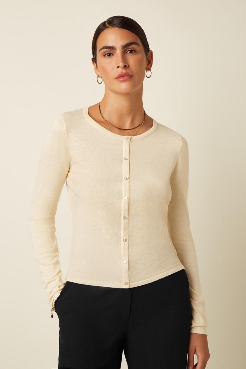 COCOON Kofta i bomull/modal/siden, Cream