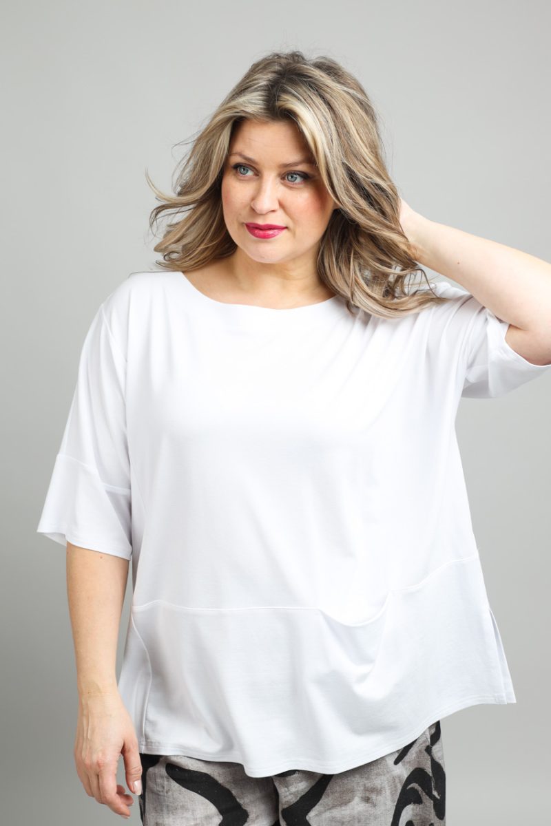 T-shirt i viskostrikå, White