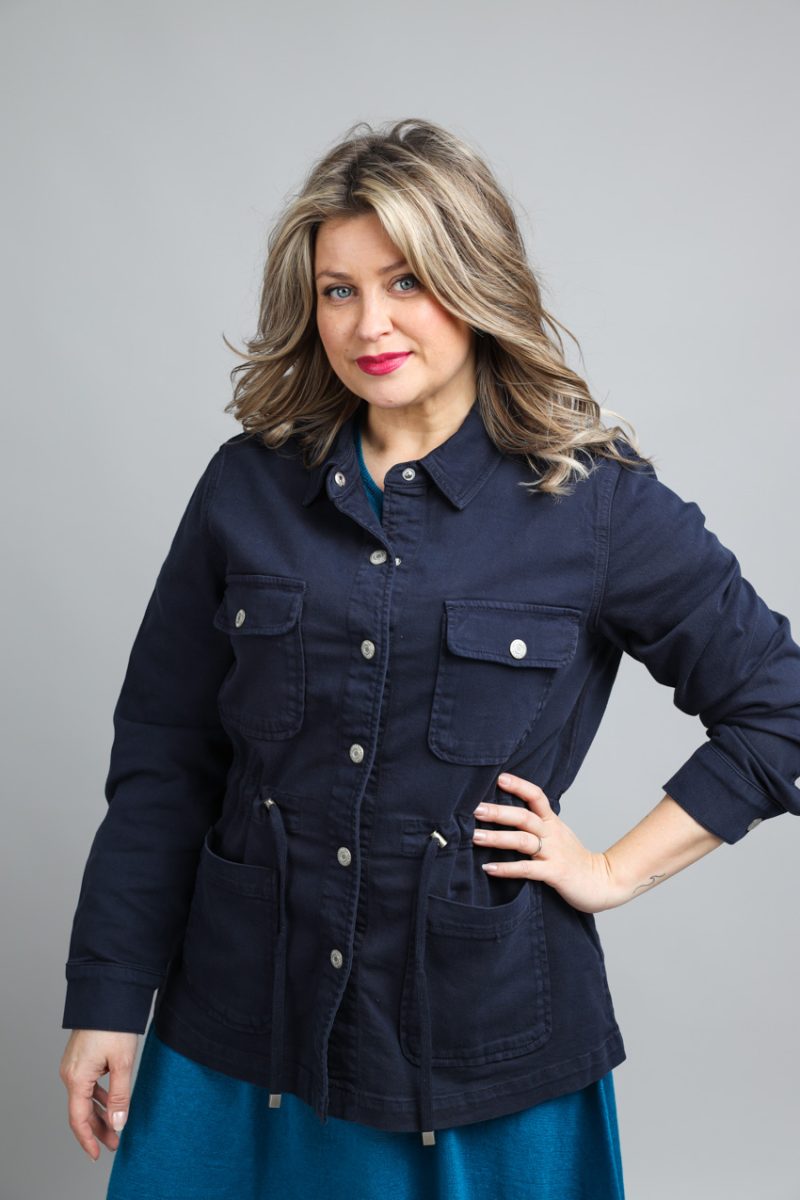ROBIE COLOUR Jacka i stretchig bomull/tencel, Dark Blue