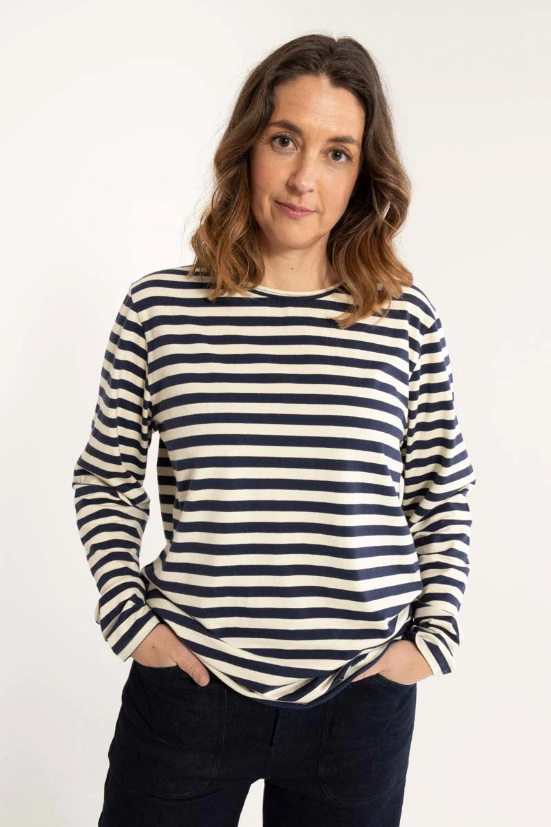 DaneJUBII Topp i bomull/modal-trikå, Dark Navy/Chalk